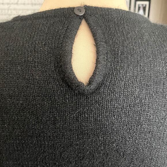 I.B. Diffusion VTG Silk Angora Lambswool Black Beaded Sweater Size L Glam Goth - Picture 5 of 10